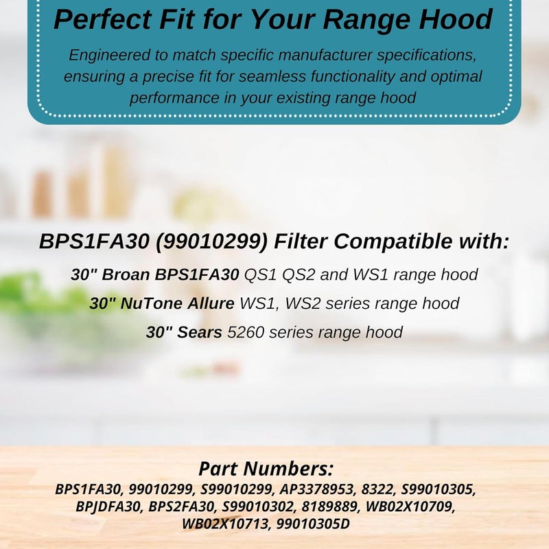 Omaeon Broan Model BPS1FA30 Range Hood Filter - 11-3/4" X 14-1/4" X 3/8" Grease Filter BPS1FA30, S99010299 Replacement for NuTone Allure 30" WS1 QS2 and Broan QS1 30" (2-Pack) - Image 3